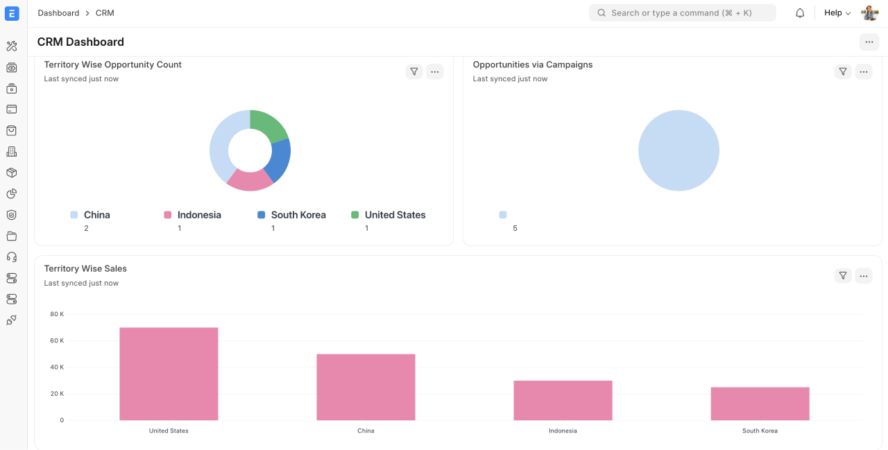 ERPNext CRM lead and opportunity view