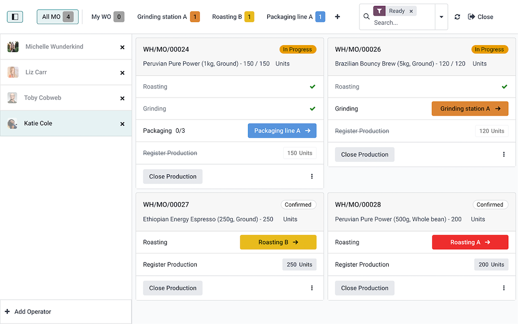 Odoo manufacturing work order scheduling